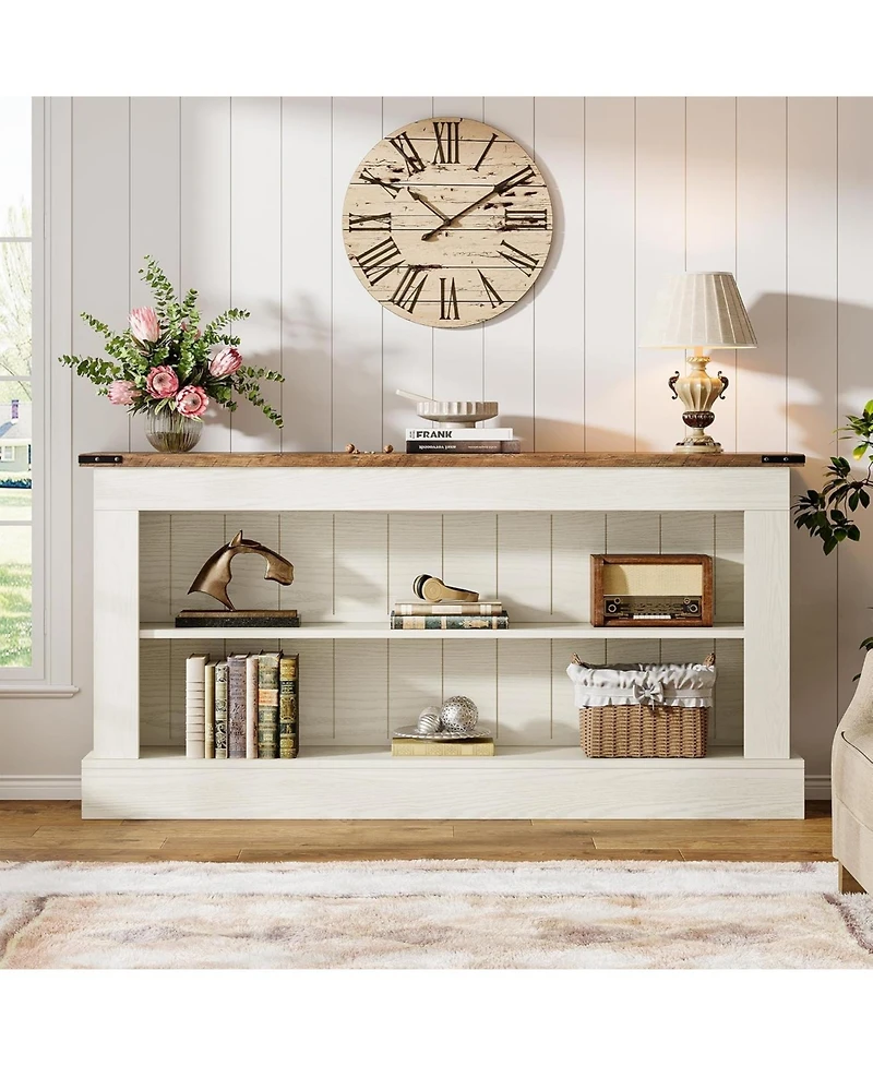 Tribesigns Farmhouse Tv Stand for 70-Inch Tv, 63" Entertainment Center with Storage, Modern Media Console Table