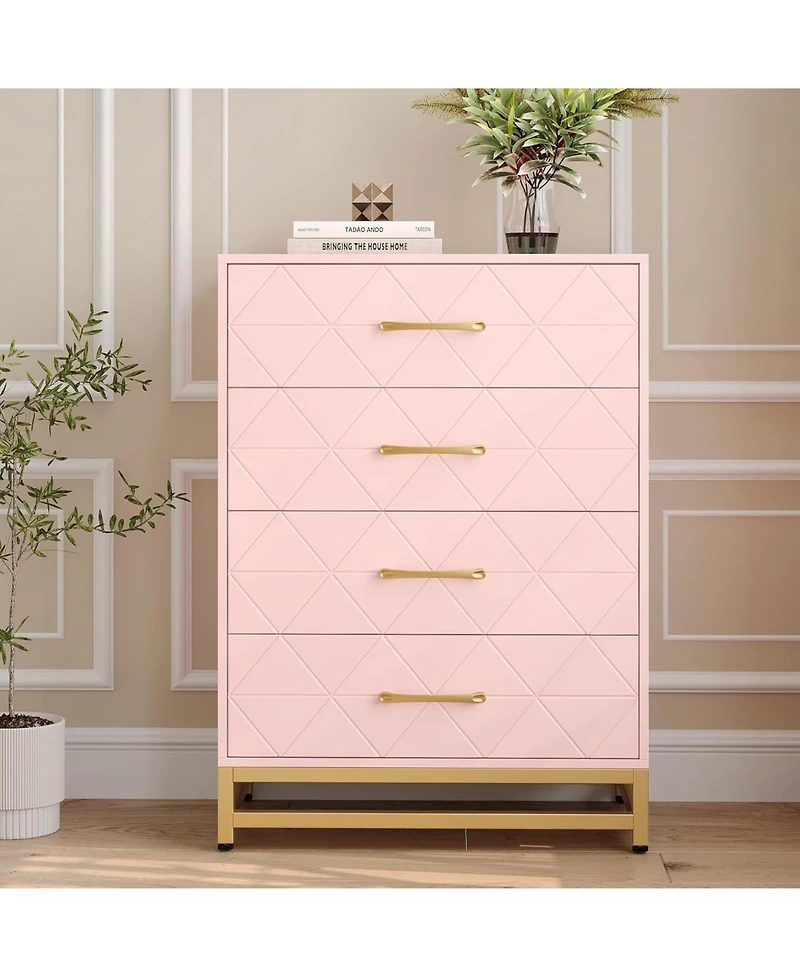 Gaomon Dresser for Bedroom with 4 Drawer, Modern Dressers Chest of Drawers, with Wide Drawers and Metal Handles