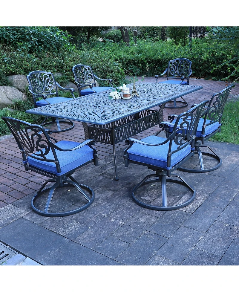 Mondawe Lucky One Outdoor 6 - Person 84.25" Long Aluminum Rectangular Dining Set with Cushions