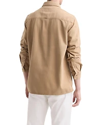 Velez Men's Long-Sleeve Cotton Overshirt With Leather Pocket
