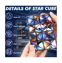Bruce & Shark 2-in-1 Galaxy Split Magic Cube, Transformable Fidget Toy, Morphs into Star & More