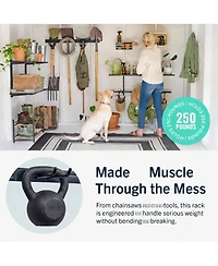 Yigii Wall-Mounted Garden Tool Rack - 4 Hooks, Heavy-Duty Steel, 250lb Capacity