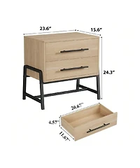 gaomon 1PC Farmhouse Drawer Nightstand, Metal Legs Storage Bedside Table Sofa Side Organizer for Living Room