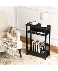Gaomon Slim Side Table Nightstand with Storage Shelf & Magazine Rack for Small Spaces