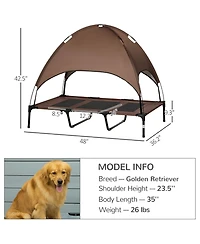 Zeus & Ruta 48" Coffee Outdoor Elevated Pet Bed with Canopy