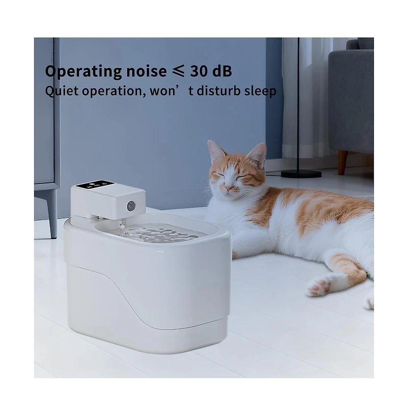 Aostirmotor Smart Sensor Pet Water Fountain, 2000ml/68oz Automatic Dispenser for Cats & Dogs, White