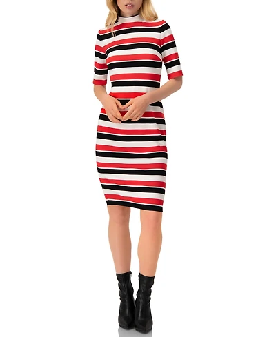 Ivonne Women's Striped Fitted Midi Dress
