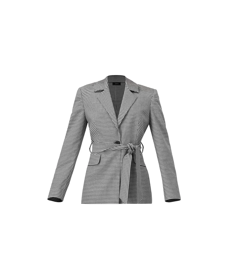 Ivonne Women's Tailored Houndstooth Blazer with Belt
