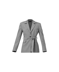 Ivonne Women's Tailored Houndstooth Blazer with Belt