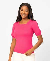 Melissa Paige Women's Scalloped Short-Sleeve Sweater