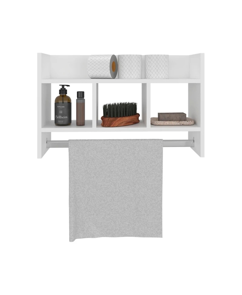 Franklin Bath Shelf with Towel Bar, Open Shelves, and Storage Space for Bathroom Items