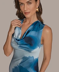 Donna Karan New York Women's Cowl Neck Floral Gown