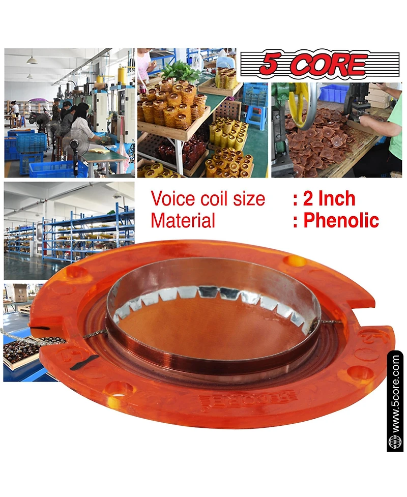 5Core 2" Replacement Phenolic Tweeter Diaphragm 2Pcs oice Coil High Pitch Horn