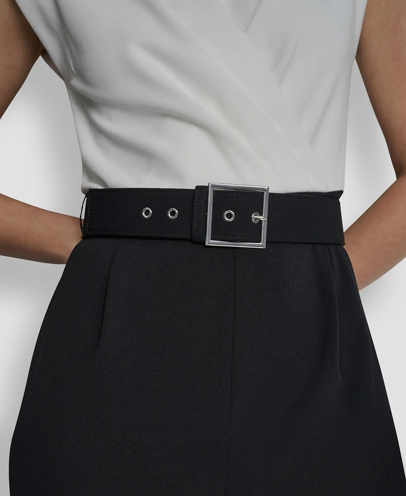 Dkny Women's Surplice Neck Straight Ankle Jumpsuit