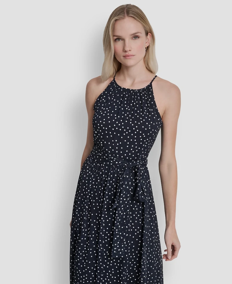 Dkny Women's Halter Fit And Flare Sleeveless Maxi Dress