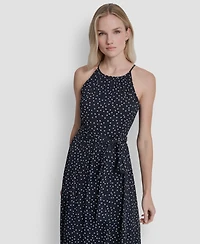 Dkny Women's Halter Fit And Flare Sleeveless Maxi Dress