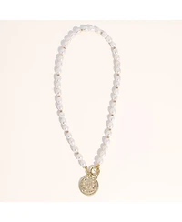 18K Gold Plated Freshwater Pearls with a Coin Pendant - Giorgia Pearl Necklace 17" For Women