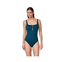 Profile by Gottex Women's Jolene Textured Square Neck One Piece