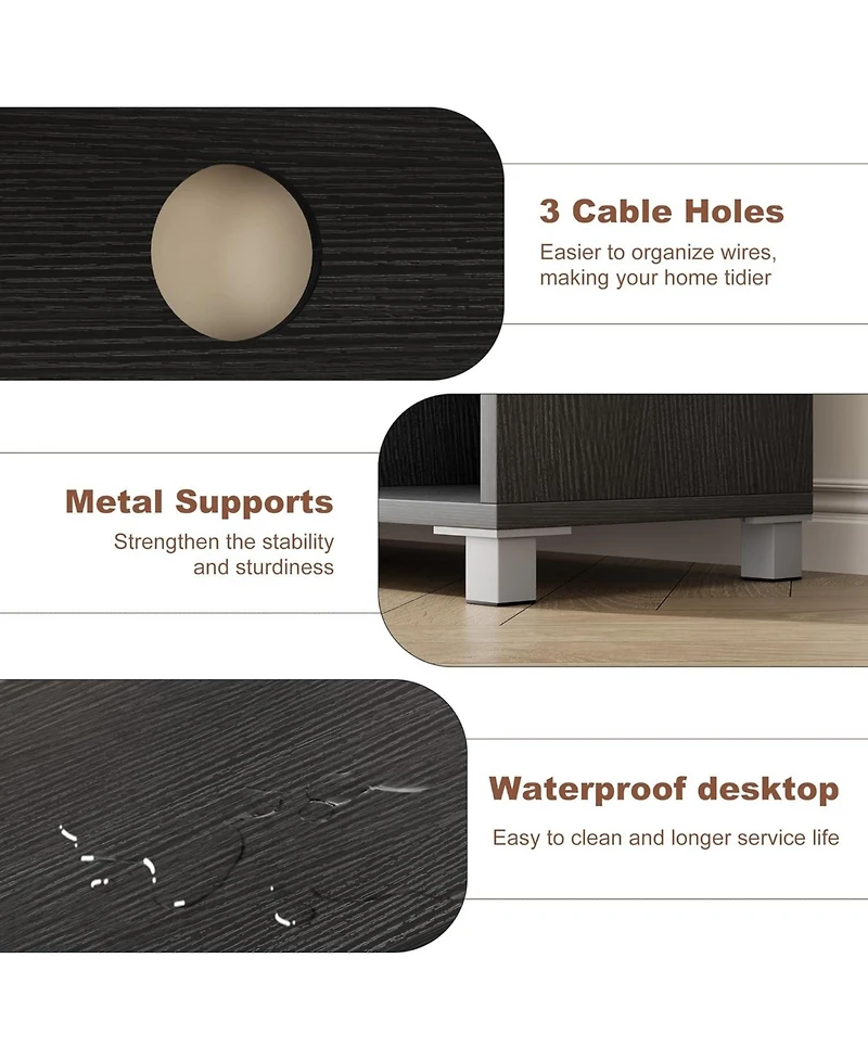 gaomon 70 Inch Tv Stand with Corrugated Glass Doors, Rustic Entertainment Center for Living Room