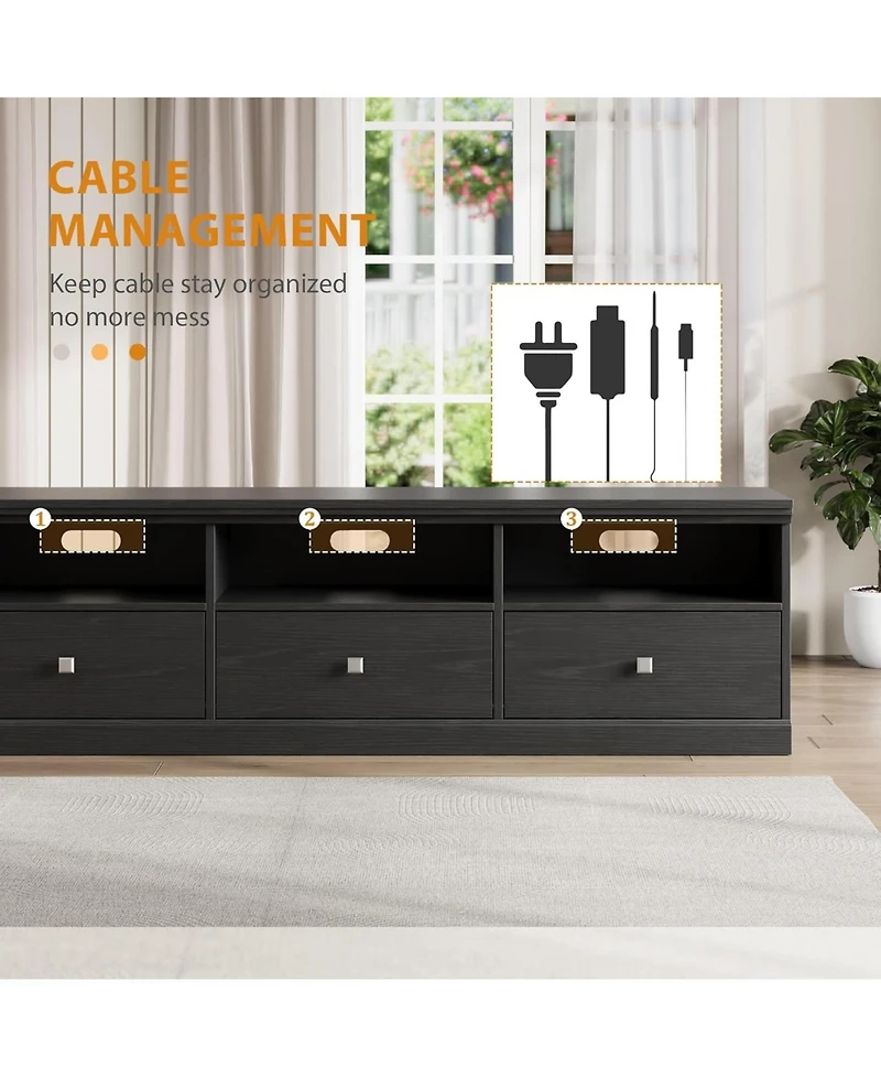 gaomon 70in Tv Stand for TVs up to 80", Mid Century Modern Entertainment Center with Storage Drawer and Open Shelves