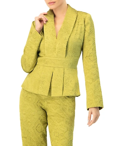 Ivonne Women's Collarless Paisley Blazer with Back Zipper