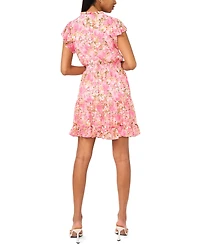 Msk Women's Smocked Waist Tie Crew Neck Dress