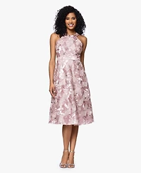 Betsy & Adam Petite Sequin Sleeveless Halter Neck Dress