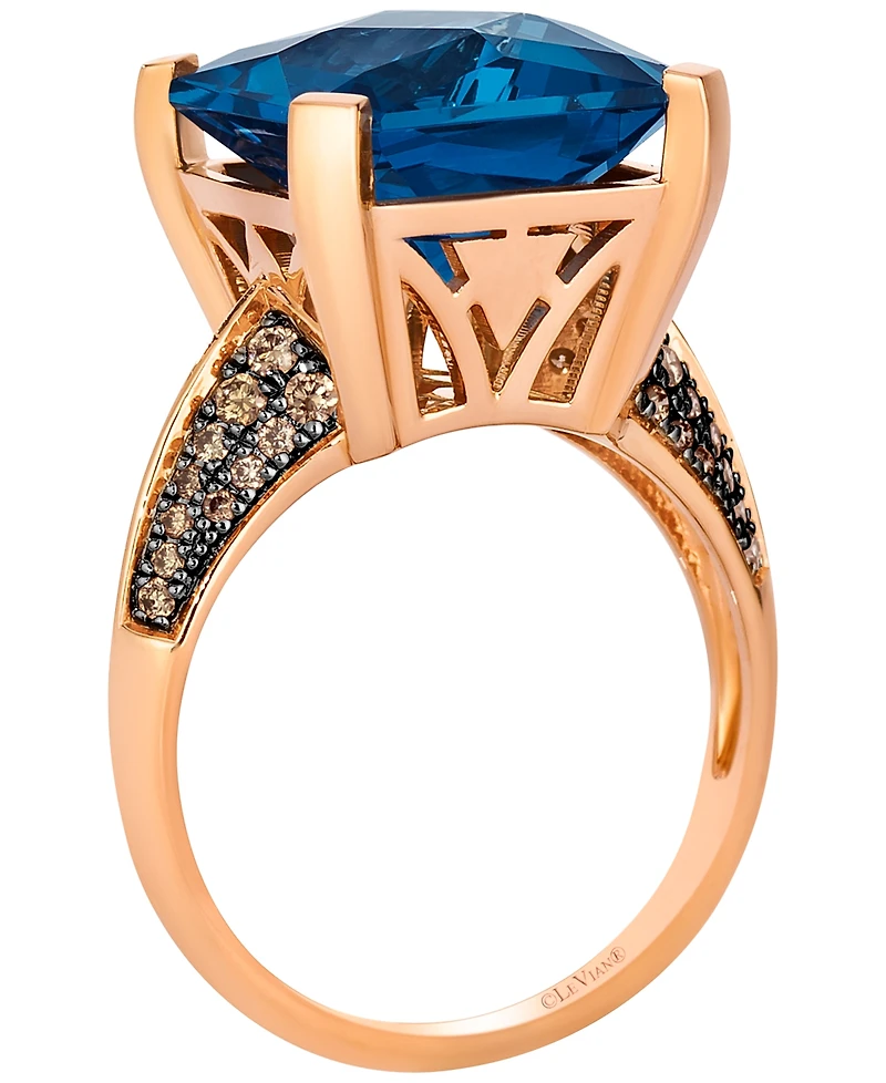 Le Vian London Blue Topaz (7-19/20 ct. t.w.) & Chocolate Diamond ( 3/10 ct. t.w.) Ring in 14k Strawberry Gold
