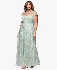 Xscape Plus Embellished 3D Flower Ball Gown