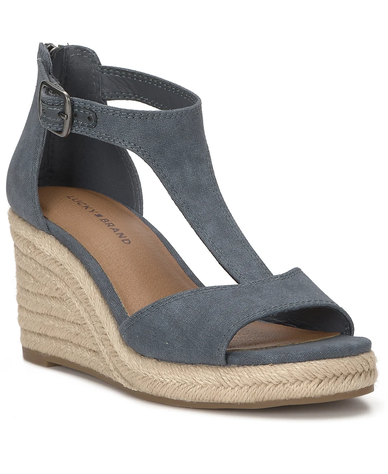 Lucky Brand Women's Cyleste T-Strap Espadrille Wedge Sandals