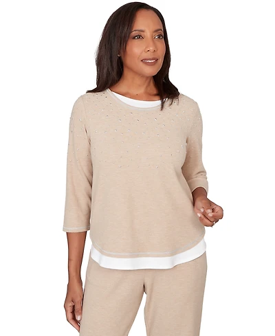 Alfred Dunner Petite Embellished Crewneck Top