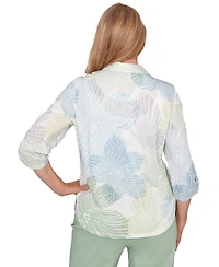 Alfred Dunner Petite Floral Print Button-Down Shirt