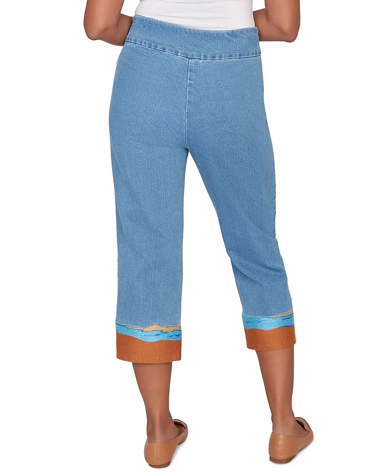 Alfred Dunner Petite Beachcomber Embroidered Capri Pants