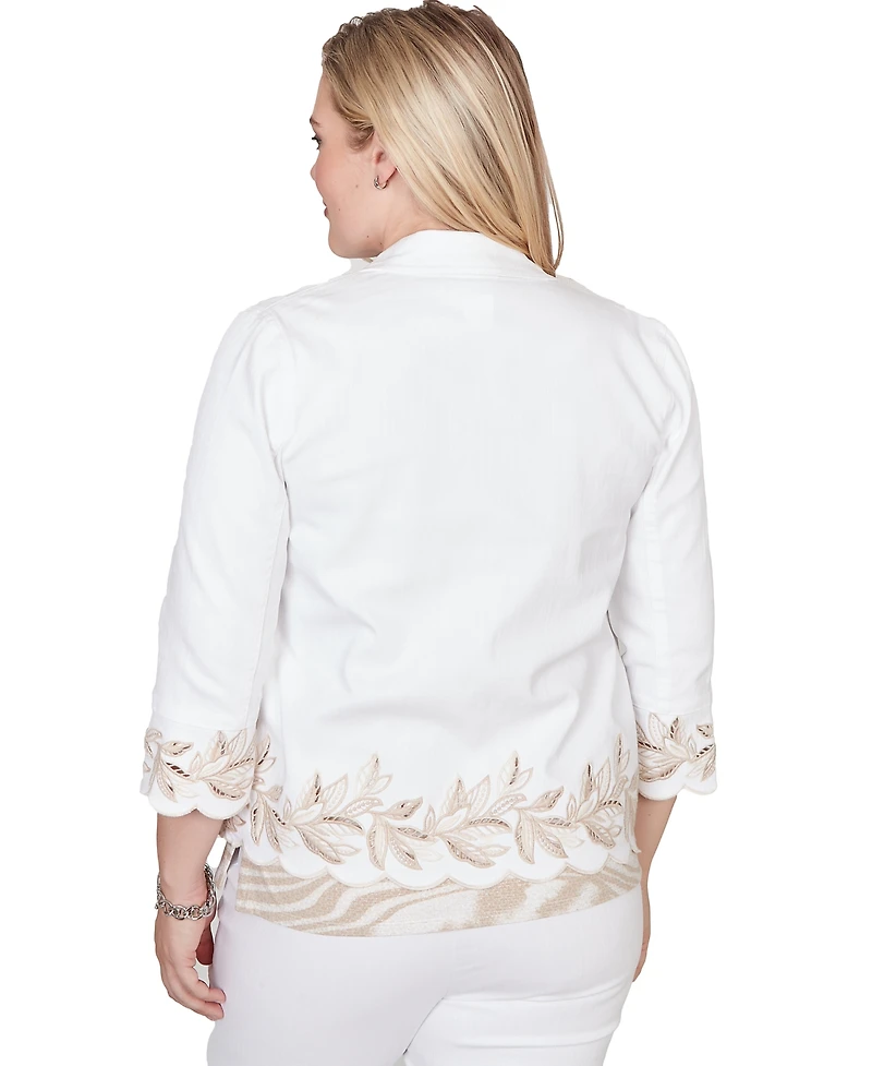 Alfred Dunner Petite Natural WonderLeaf Embroidered Shirt Jacket