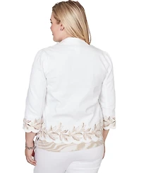 Alfred Dunner Petite Natural WonderLeaf Embroidered Shirt Jacket
