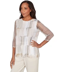 Alfred Dunner Petite Crewneck Knit Top