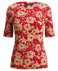 Lauren Ralph Petite Judy Floral Boat Neck T-Shirt