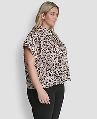 Dkny Plus Printed Camp Shirt