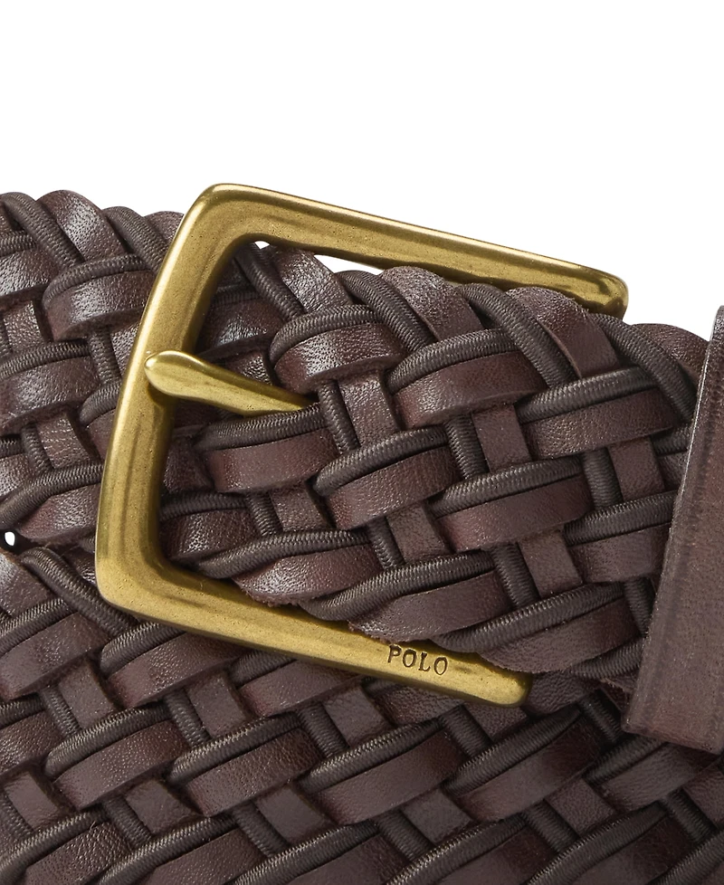 Polo Ralph Lauren Men's Leather & Braided Cord Woven Belt