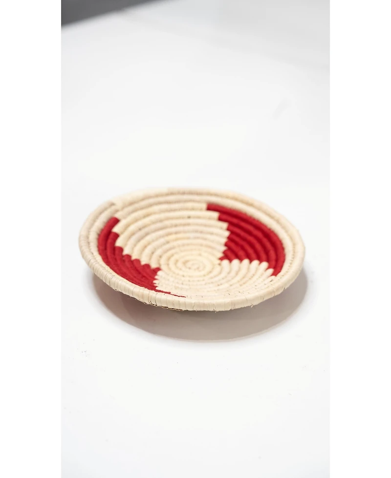 Wicker Village Sabai Grass Wall Basket Decor | Boho Hanging Wall Art | Red & Beige | Small Medium Large Bundle