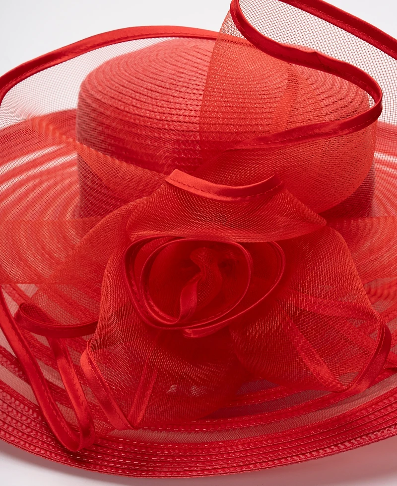 August Hats Sheer Widebrim Rosette Hat