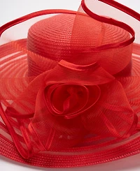 August Hats Sheer Widebrim Rosette Hat
