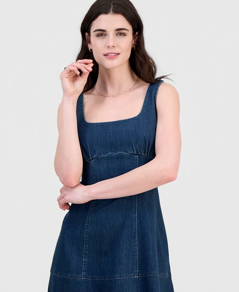 14th Place Juniors' Denim Drop-Waist Midi Dress