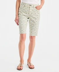 Style & Co Women's Printed Mid-Rise Raw-Edge Bermuda Short, Macy's Exclusive