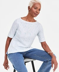 Style & Co Petite Elbow-Sleeve Boat Neck Knit Top, Macy's Exclusive