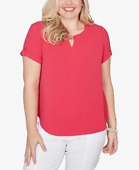 Alfred Dunner Petite The Royal Treatment Solid Rolled Short Sleeve T-shirt
