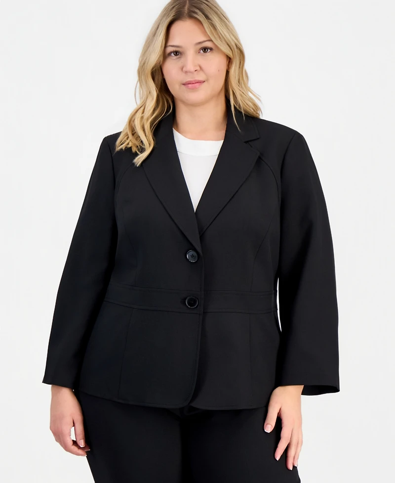 Le Suit Plus Two-Button Waist-Inset Pantsuit