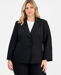 Le Suit Plus Two-Button Waist-Inset Pantsuit