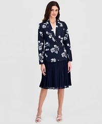 Tahari Asl Womens Printed One Button Blazer