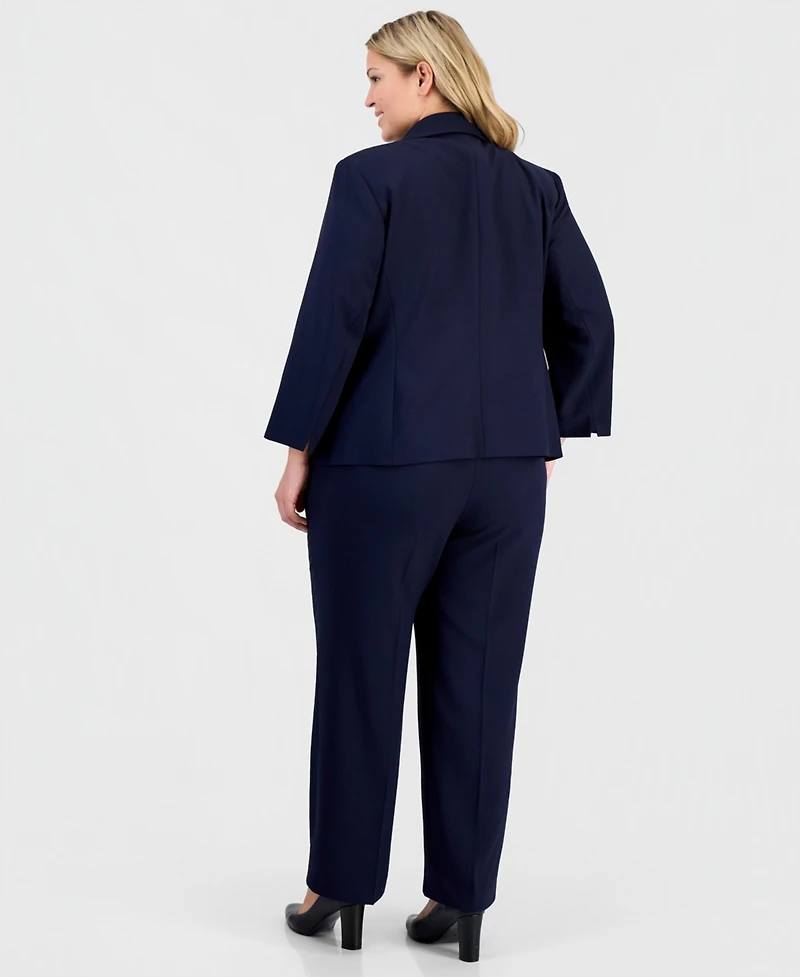 Le Suit Plus One-Button 3/4-Sleeve 2 Piece Pantsuit